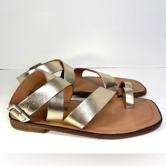 NWT FREE PEOPLE Women’s Gold Romeo Wrap Sandals Size 7.5M EU 38.5 - Picture 3 of 6